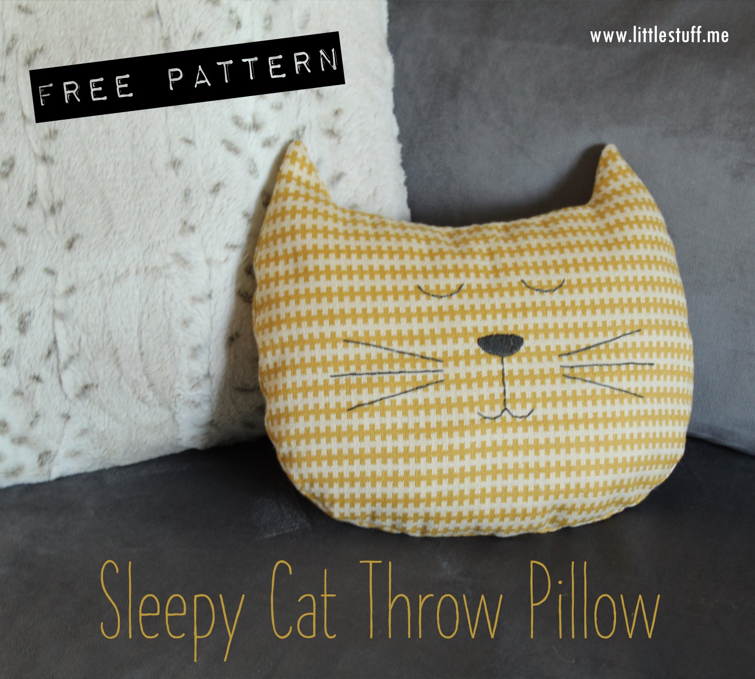 Free Tutorial and Template Cat Head Throw Pillow